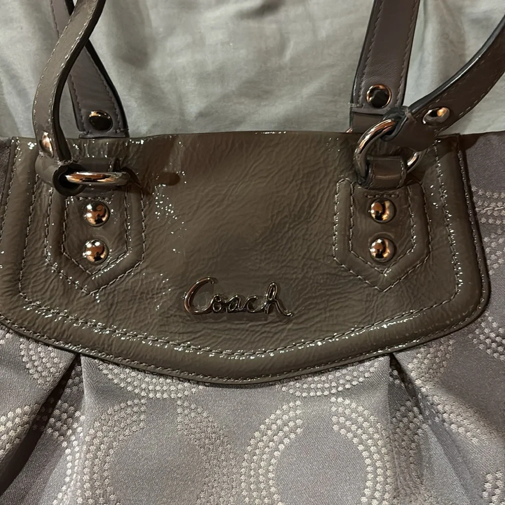 Coach Gray Ashley Dotted Op Carryall Bag‎